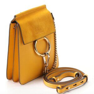 Chloe Faye Mini Bracelet Crossbody in Golden Yellow Leather and Suede C1KM0K
